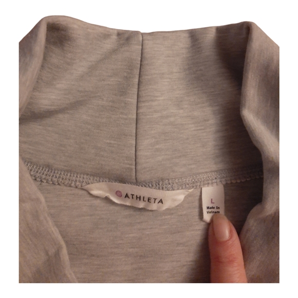 Athleta Heather Gray Sweater Dress Zip Pockets Wool Blend L - Picture 3 of 3